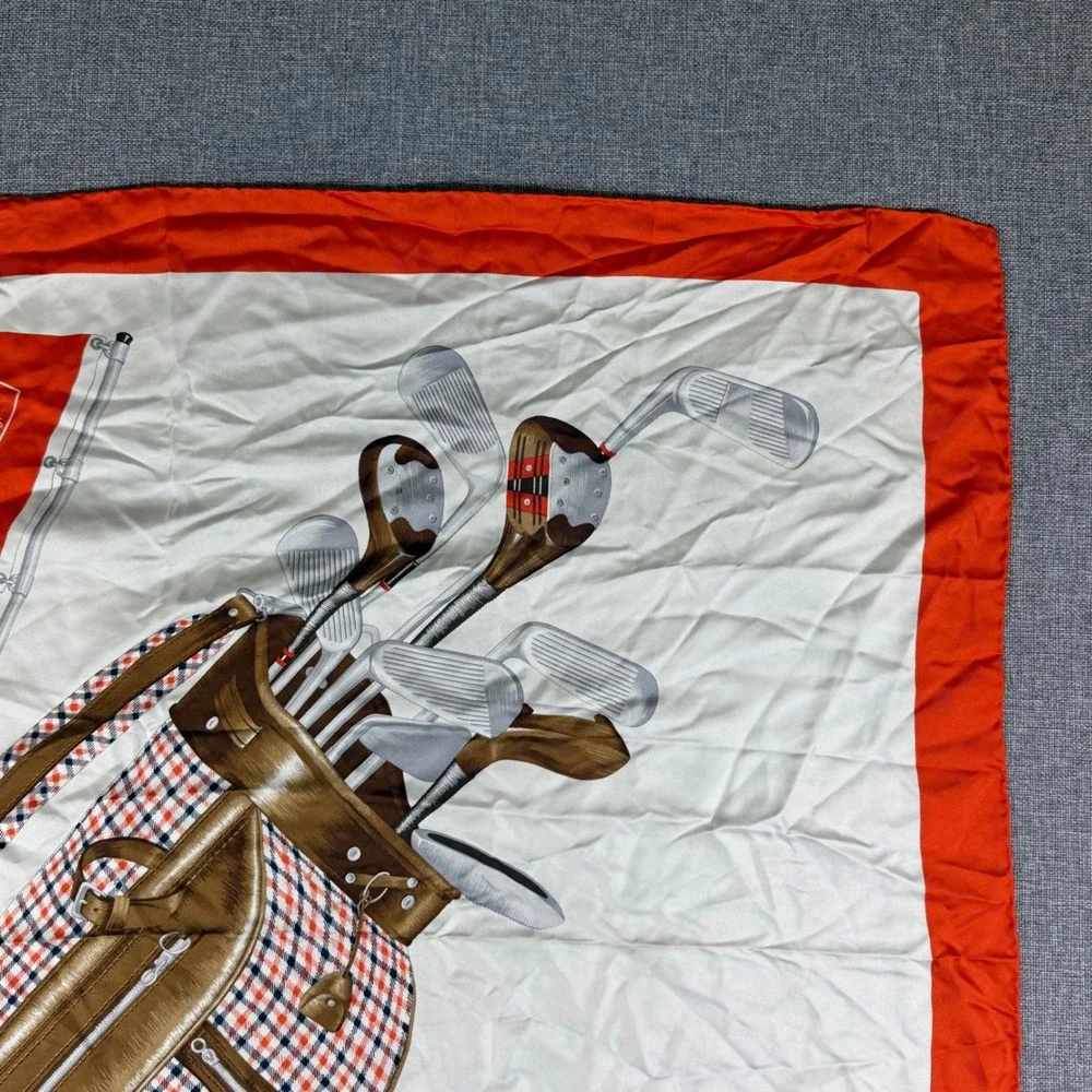 VTG Crans-Sur Sierre Golf Club Flag Golf Bag Silk Scarf Orange White Sport 34x34
